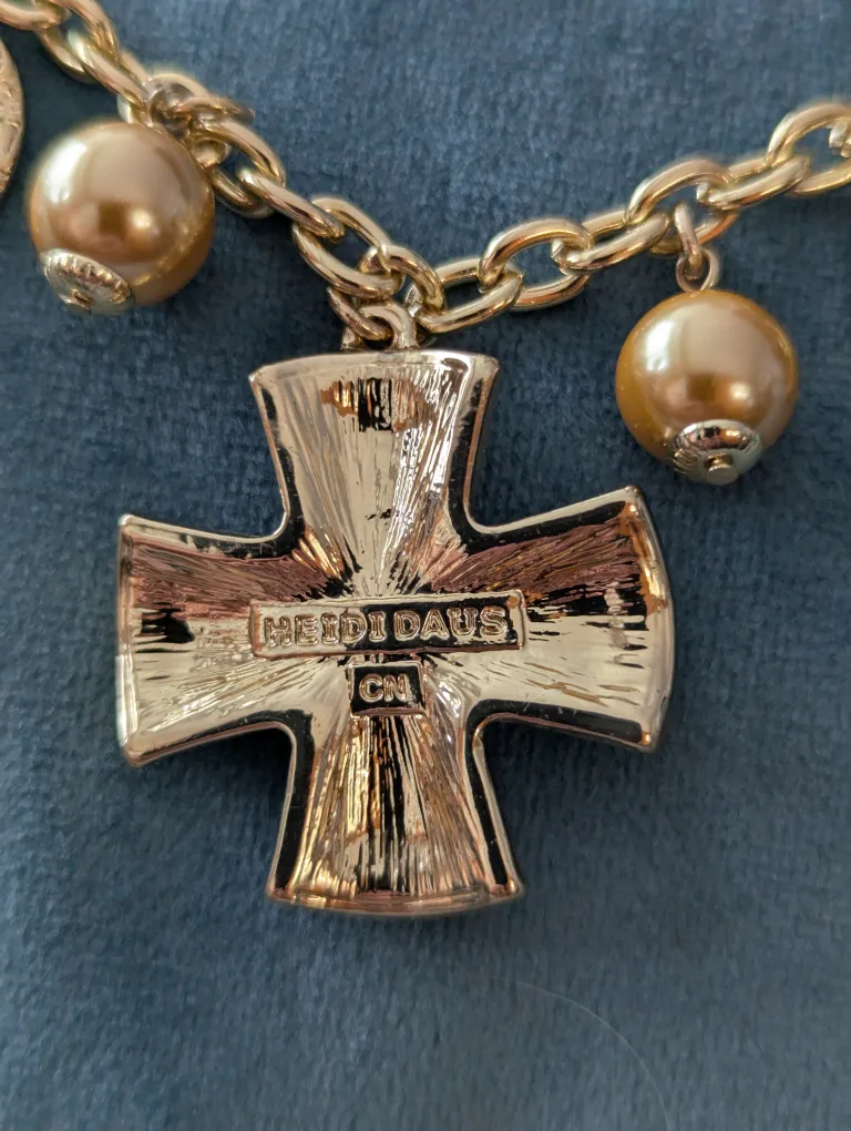 Heidi Daus Gold-Tone Statement Necklace with Cross Pendant image indicator(3)