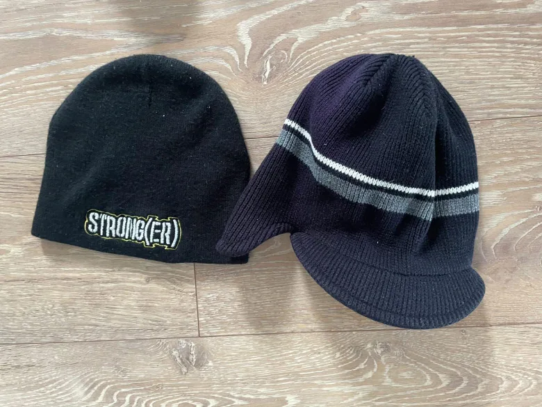 Two Knit Winter Hats - Black Beanie & Toque #freecycle thumbnail