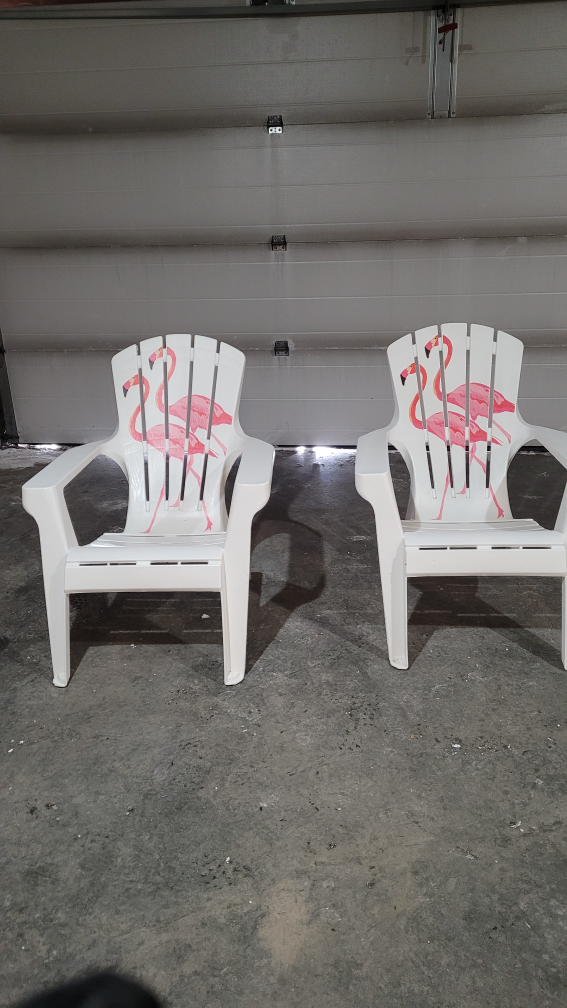 Pair of Flamingo Adirondack Chairs