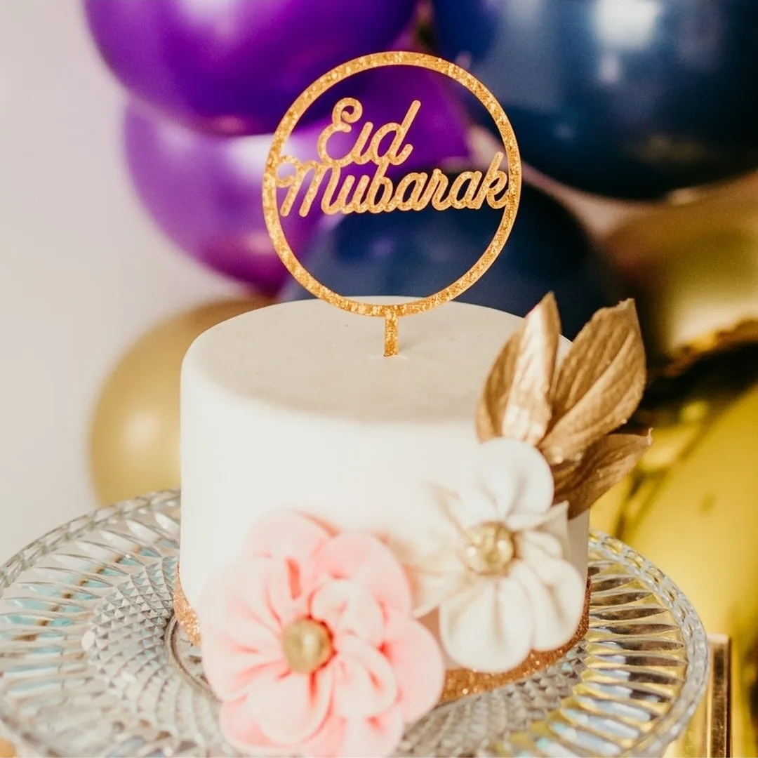 Gold Glitter Eid Mubarak Cake Topper image indicator(6)