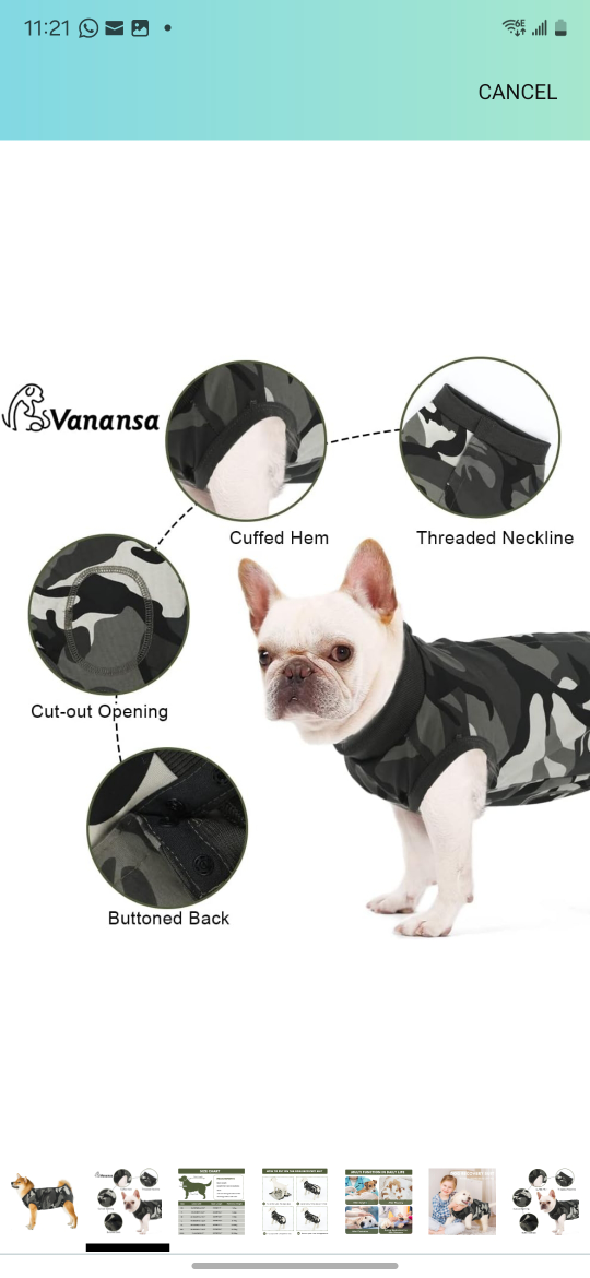 Vanansa Dog Recovery Suit - Camo