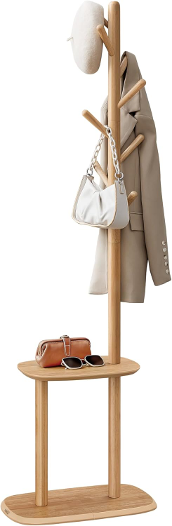 Vasagle Wooden Coat Rack with Shelf – 8 Hooks