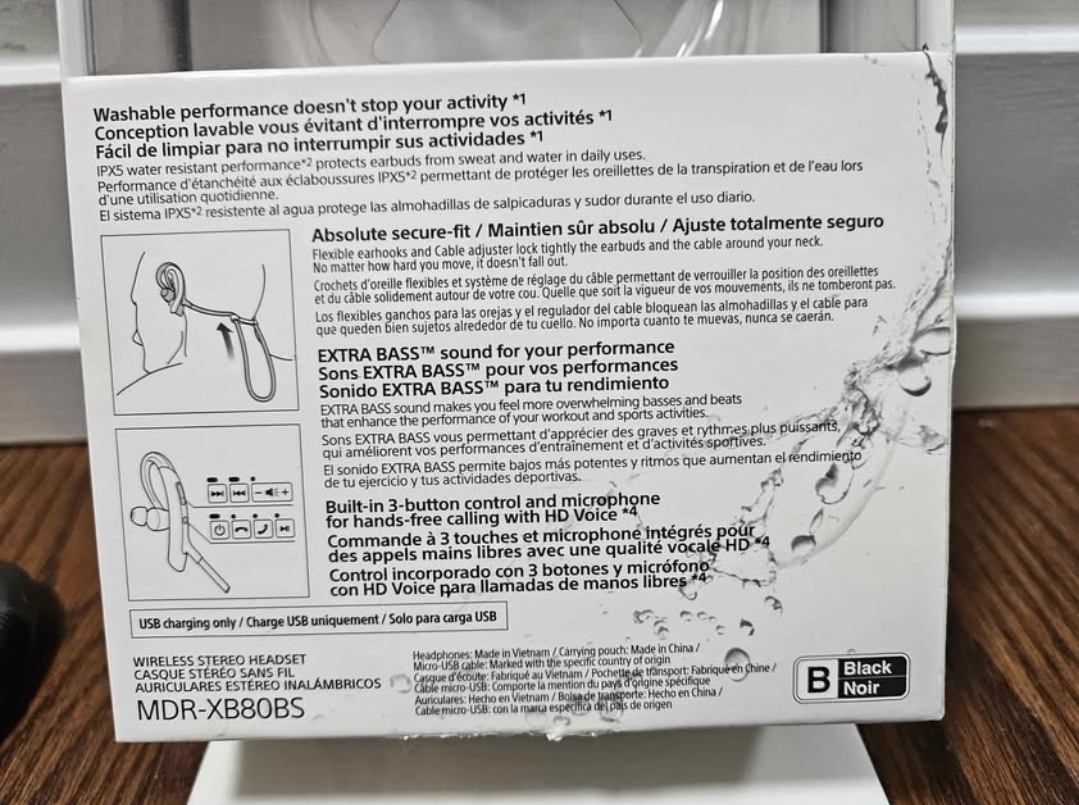 Sony MDR-XB80BS Extra Bass Sports Wireless Headphones - photo 4