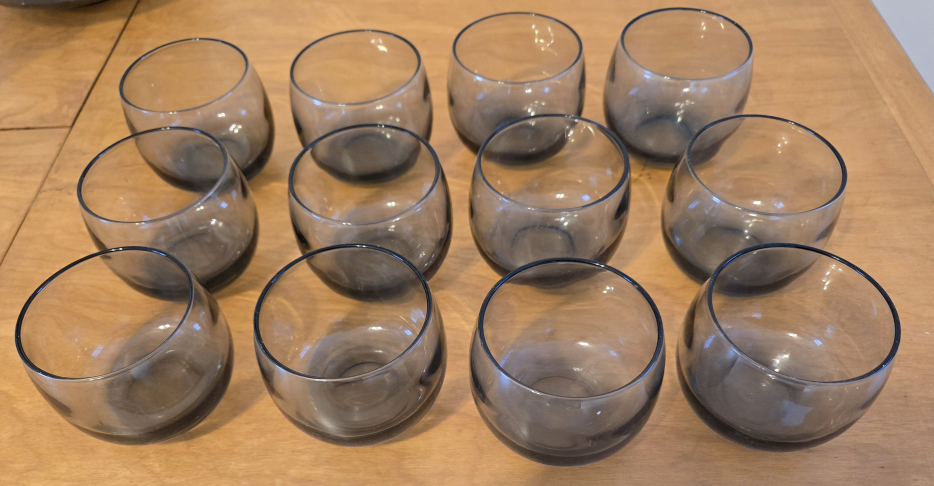 Vintage Smoked Glass Tumblers - Set of Twelve