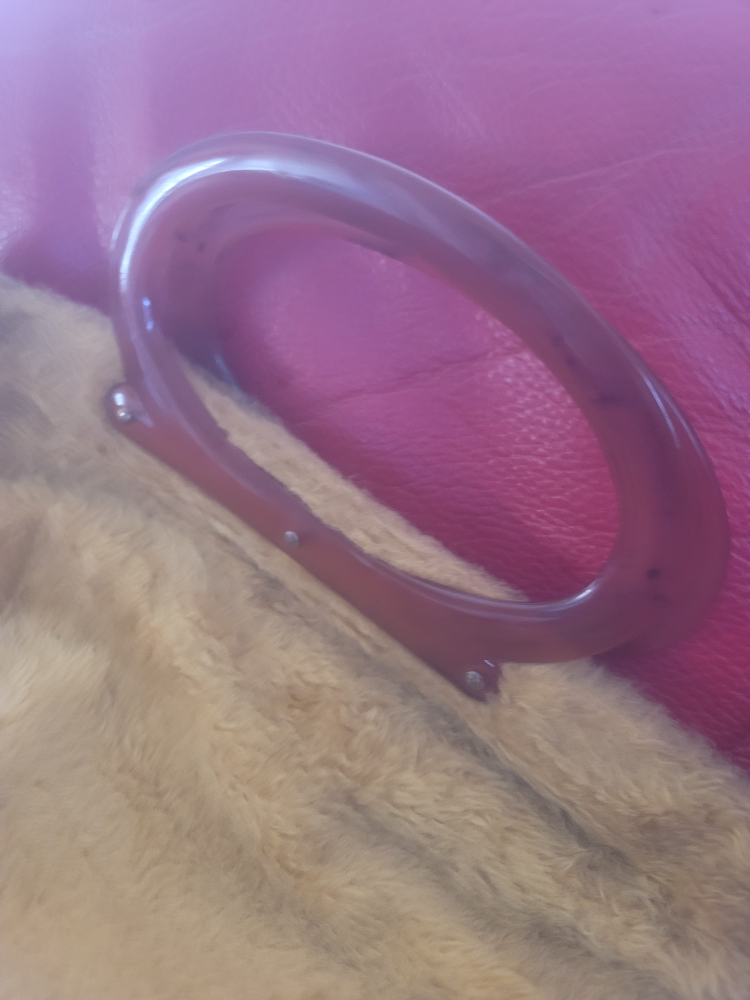 Vintage Faux Fur Handbag with Wooden Handle - photo 2