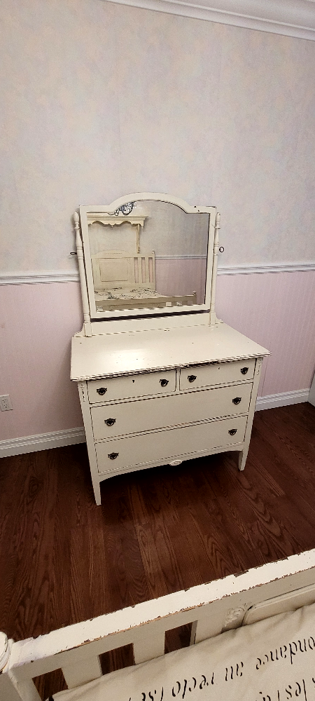 Vintage Off White Bedroom Set - Bed and Dresser - photo 3