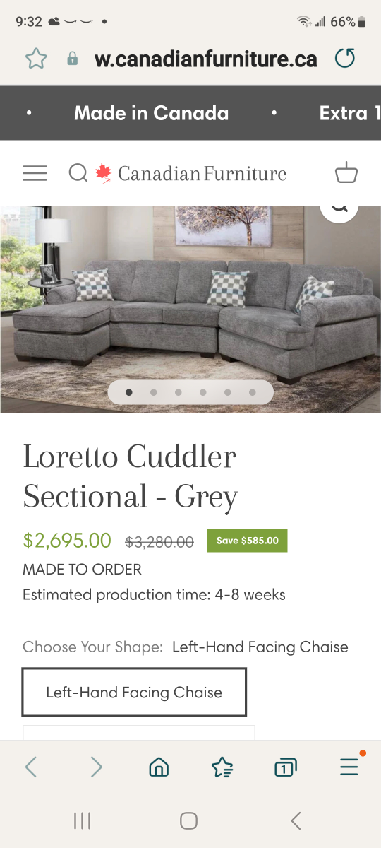 Loretto Cuddle Sectional - Grey - photo 5
