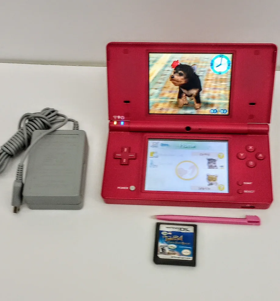 Nintendo DSi Pink w/ Stylus, Charger & 2 game carts. image indicator(4)