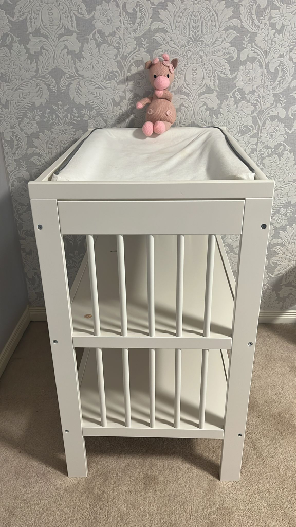 IKEA White Baby Changing Table with Shelves