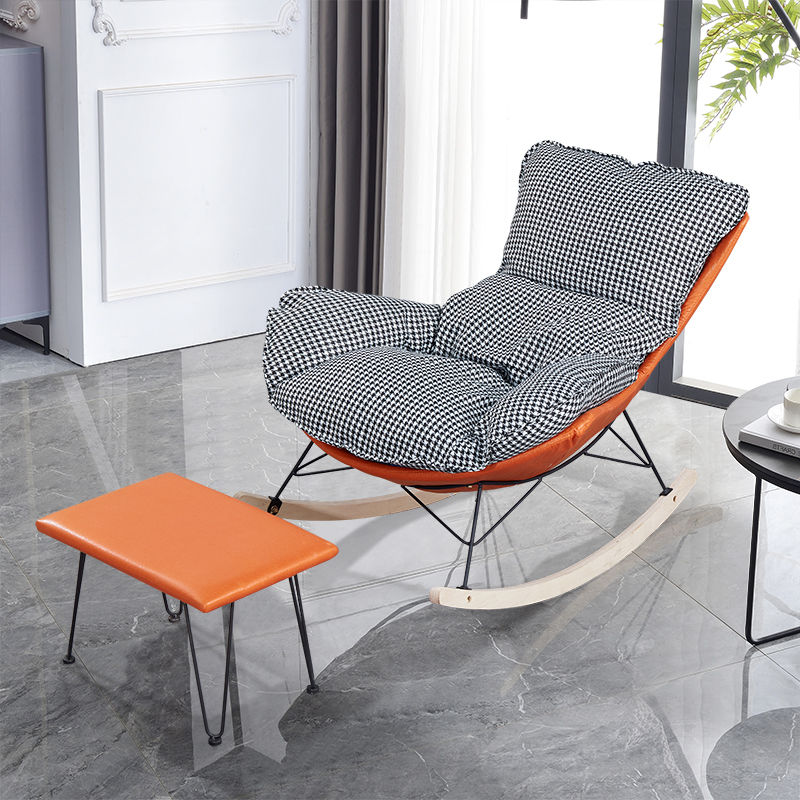 Orange Rocking Chair with Ottoman