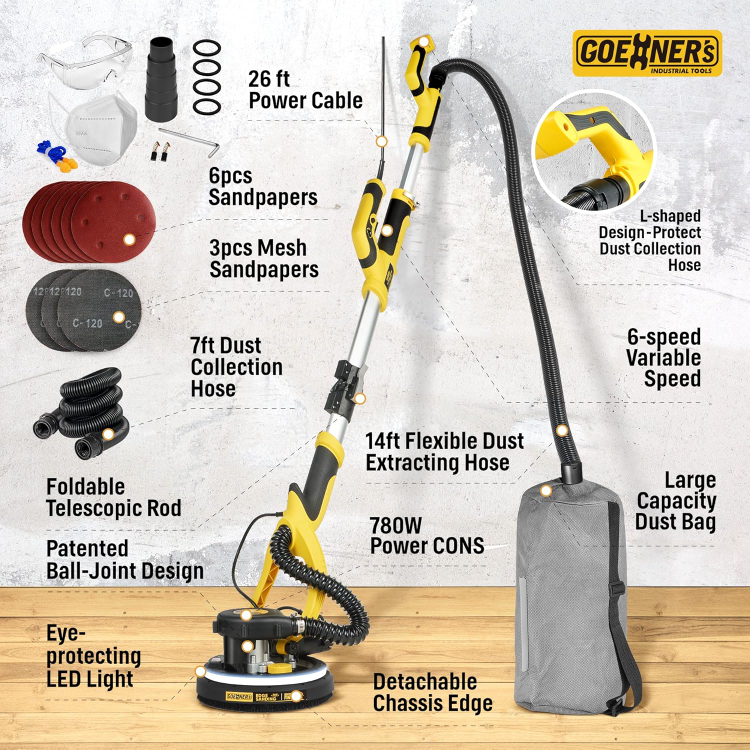 Powerful Electric Drywall Sander with Vacuum