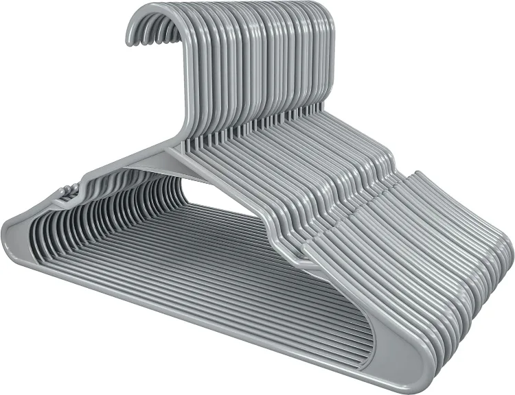 25 Pack Grey Plastic Hangers thumbnail