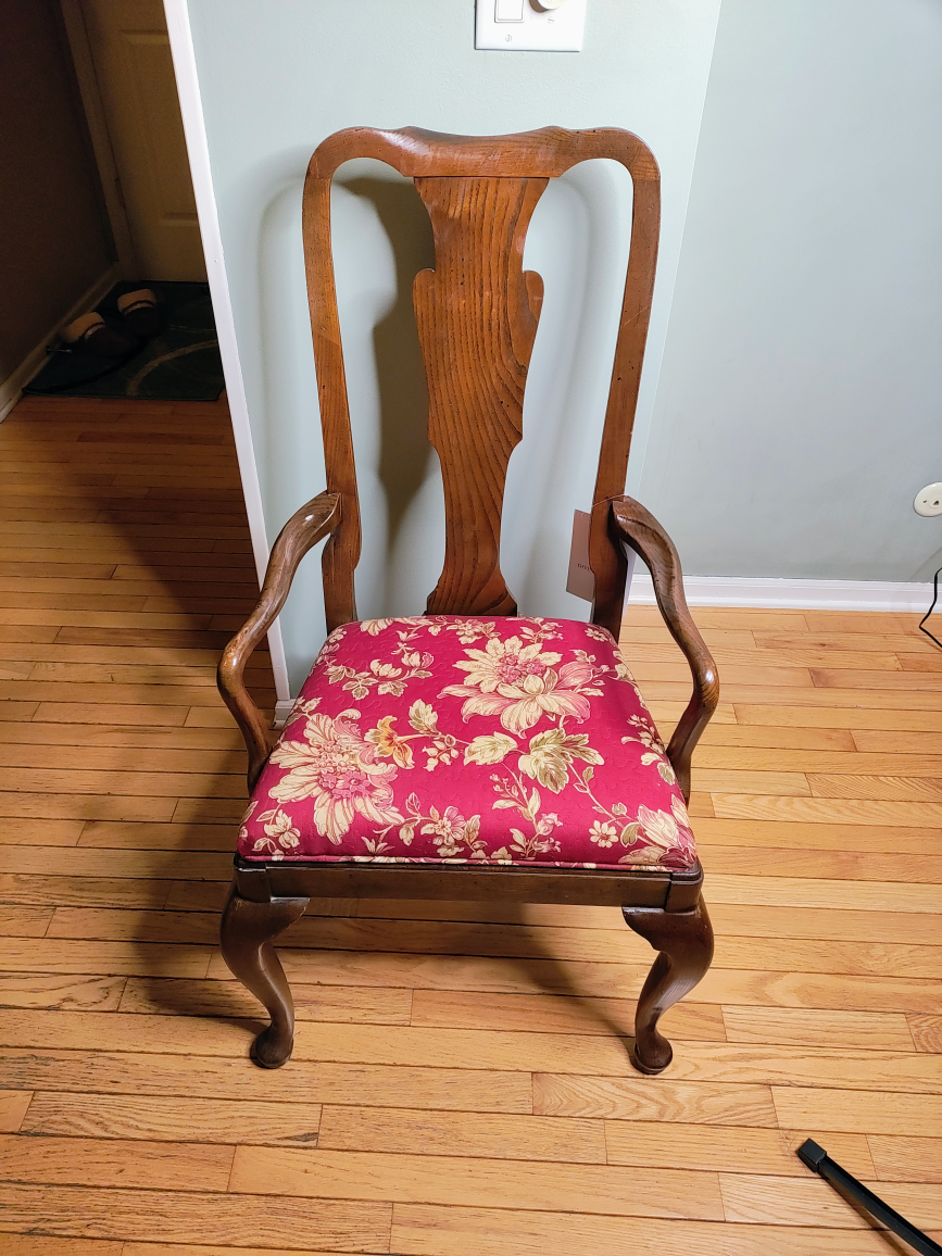 4 Wooden Dining Chairs with Floral Cushion