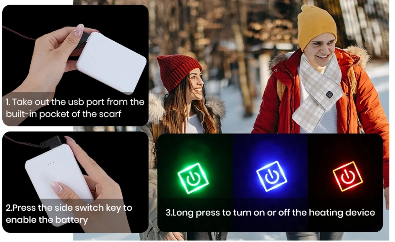 Heated Scarf - 5000mAh Battery - Winter Warmth image indicator(3)