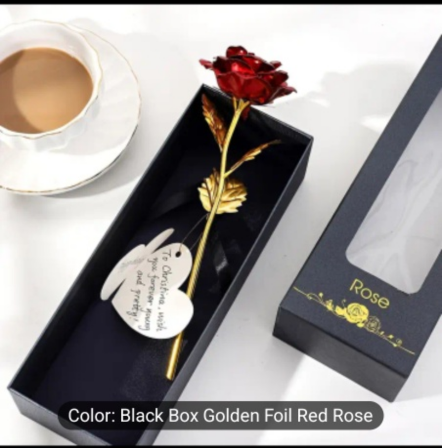 Gold-Dipped Red Rose in Gift Box for Valentine's day - photo 3