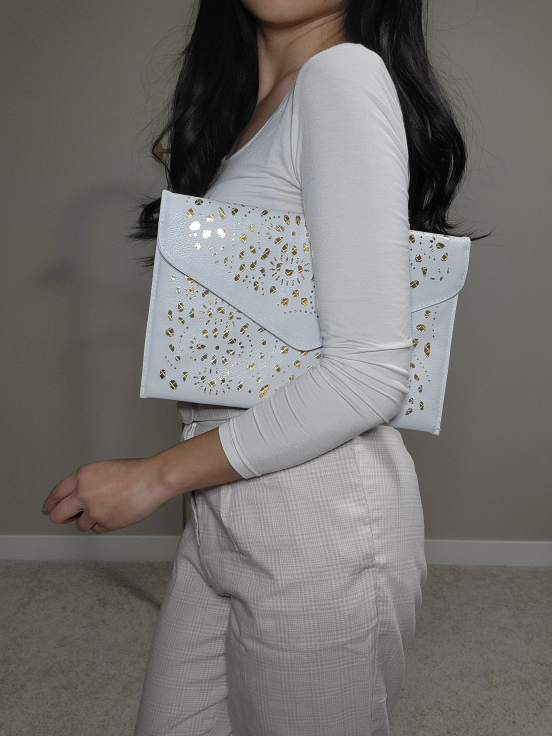 White and Gold Laser Cut Clutch - photo 3