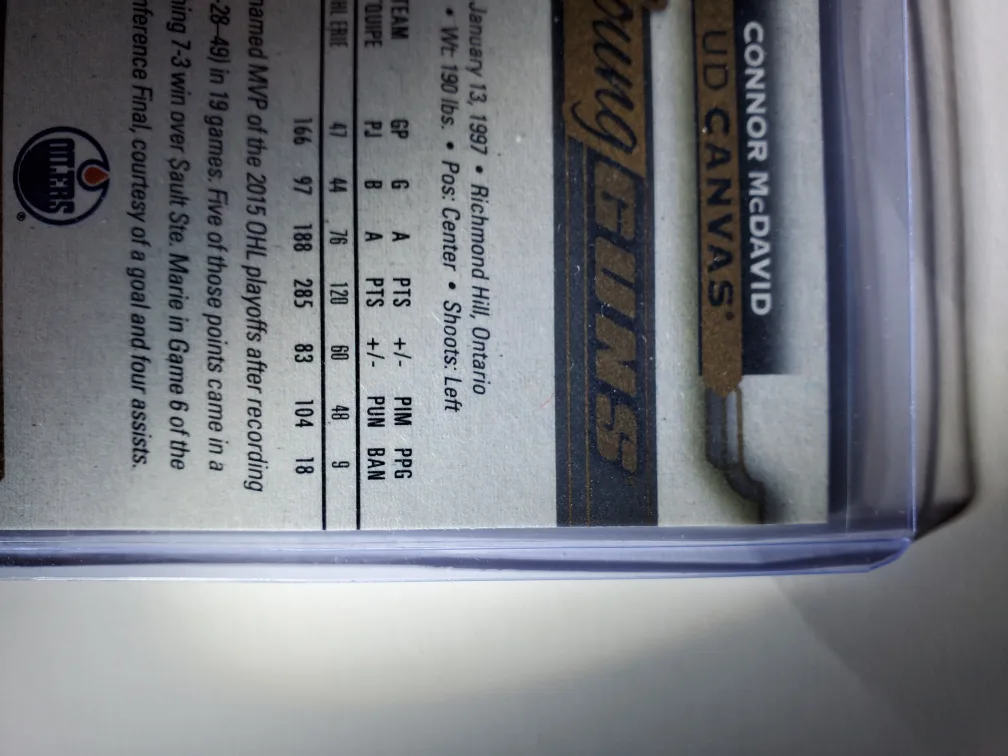 Connor McDavid Young Guns (Rookie) Canvas image indicator(8)