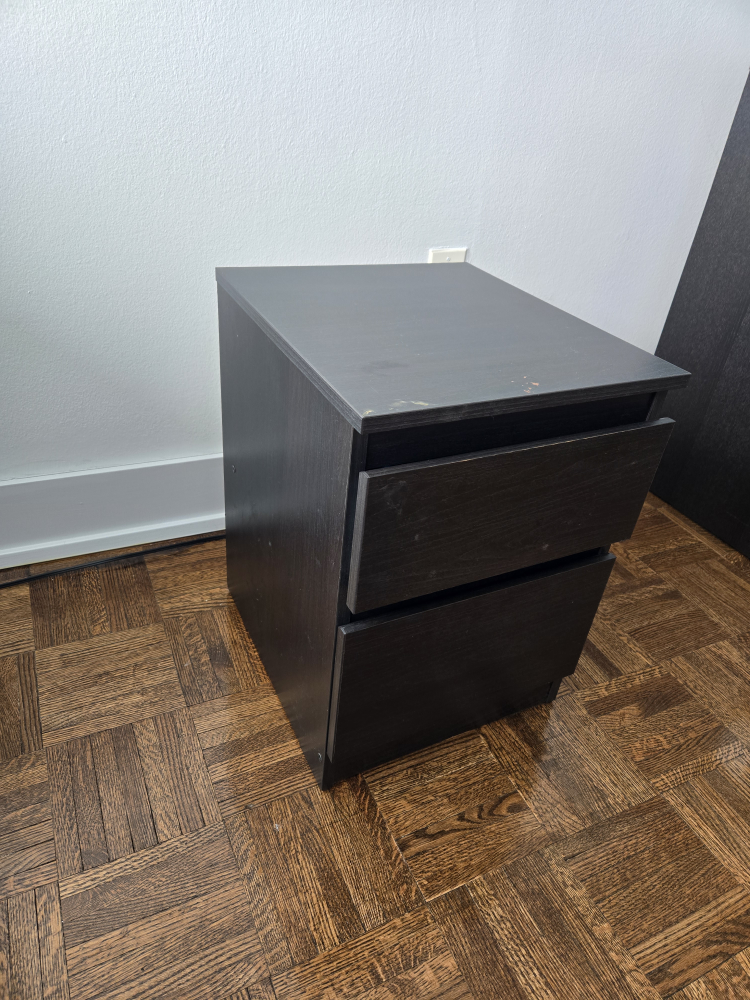 IKEA MALM Two-Drawer Nightstand - Black-Brown