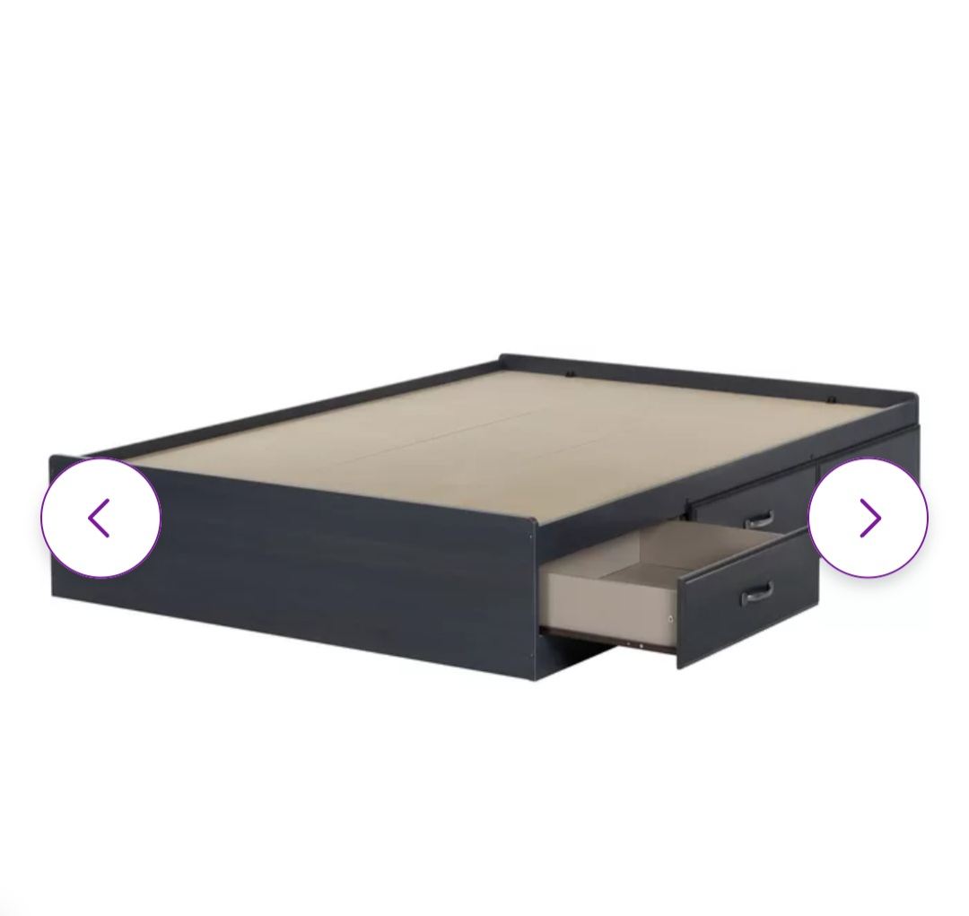 Queen Storage Bed Frame with Drawers - Dark Grey