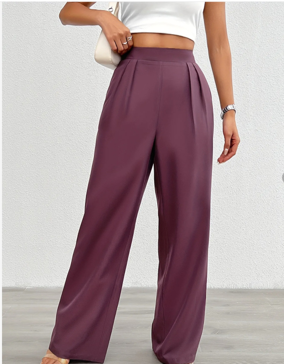 Women's Purple High-Waisted Wide Leg Pants