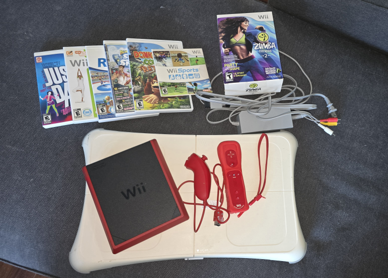 Red Mini Wii Fit Bundle with Games and Accessories