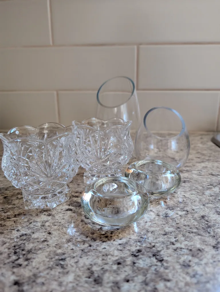Six assorted Glass Candle Holders | #freecycle 🧡 thumbnail