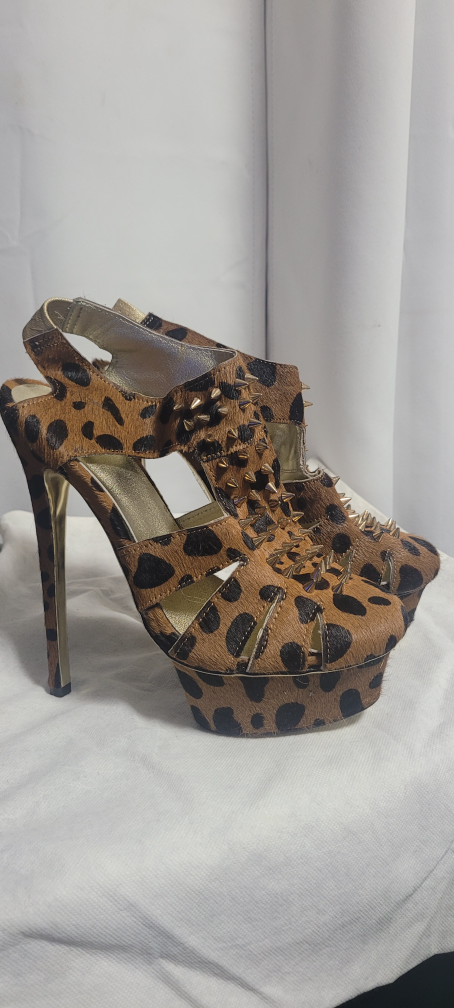 Kandee Brown Leopard Print Studded Platform Heels - photo 2