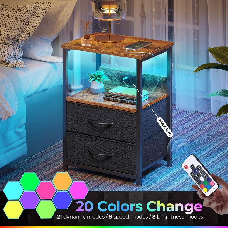 Seventable Nightstand with Charging Station, set of 2 - photo 3