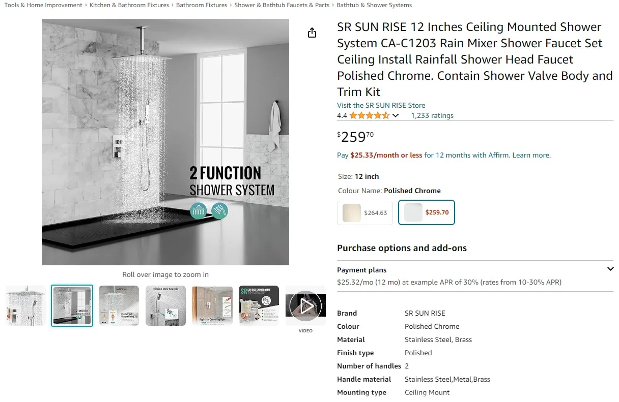 Brand New Sun Rise Chrome Shower Systems image indicator(9)