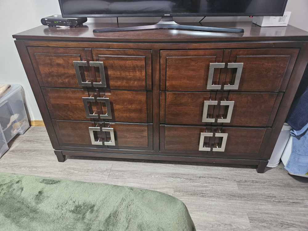 Dark Brown Wooden Dresser with Six Drawers - photo 2