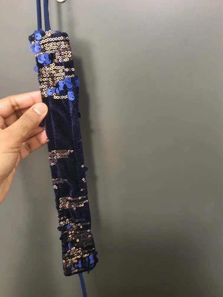 Blue Velvet & Sequin Choli and Skirt Set for Eid image indicator(3)