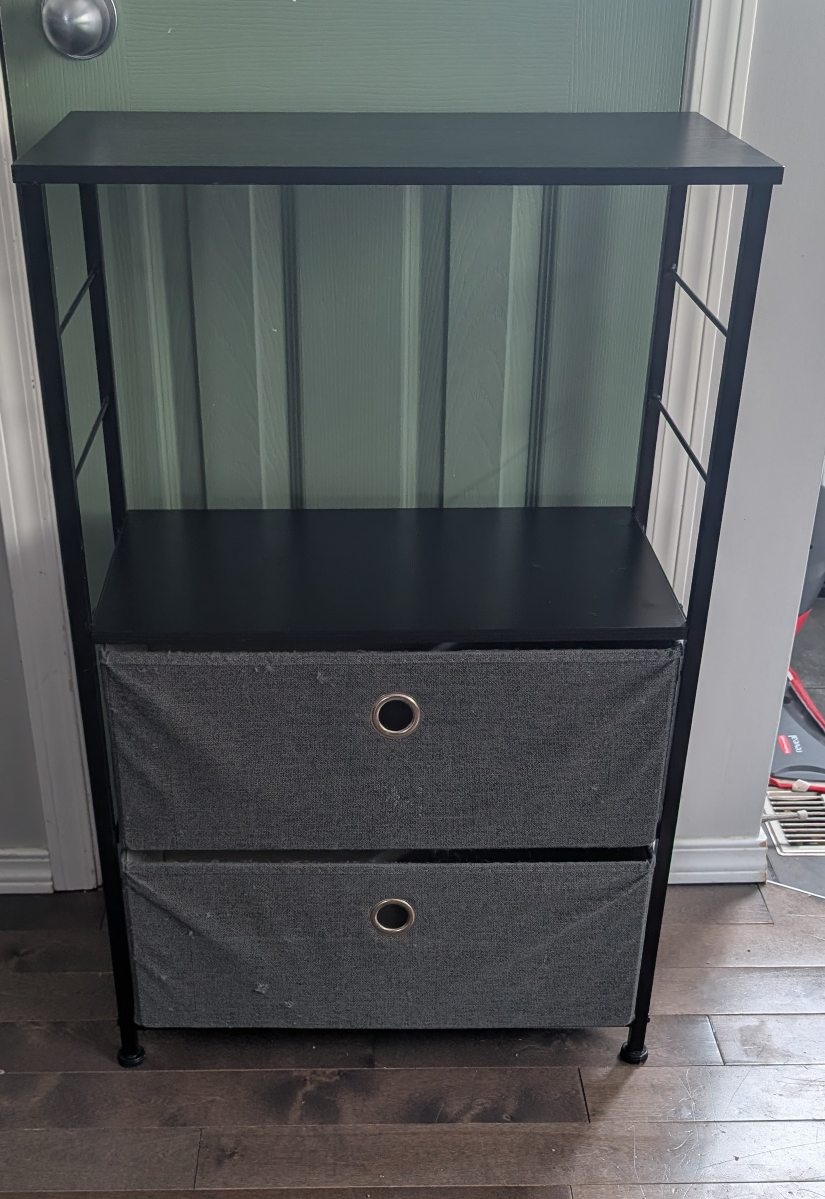 Black Metal Storage Organizer with Two Fabric Drawers