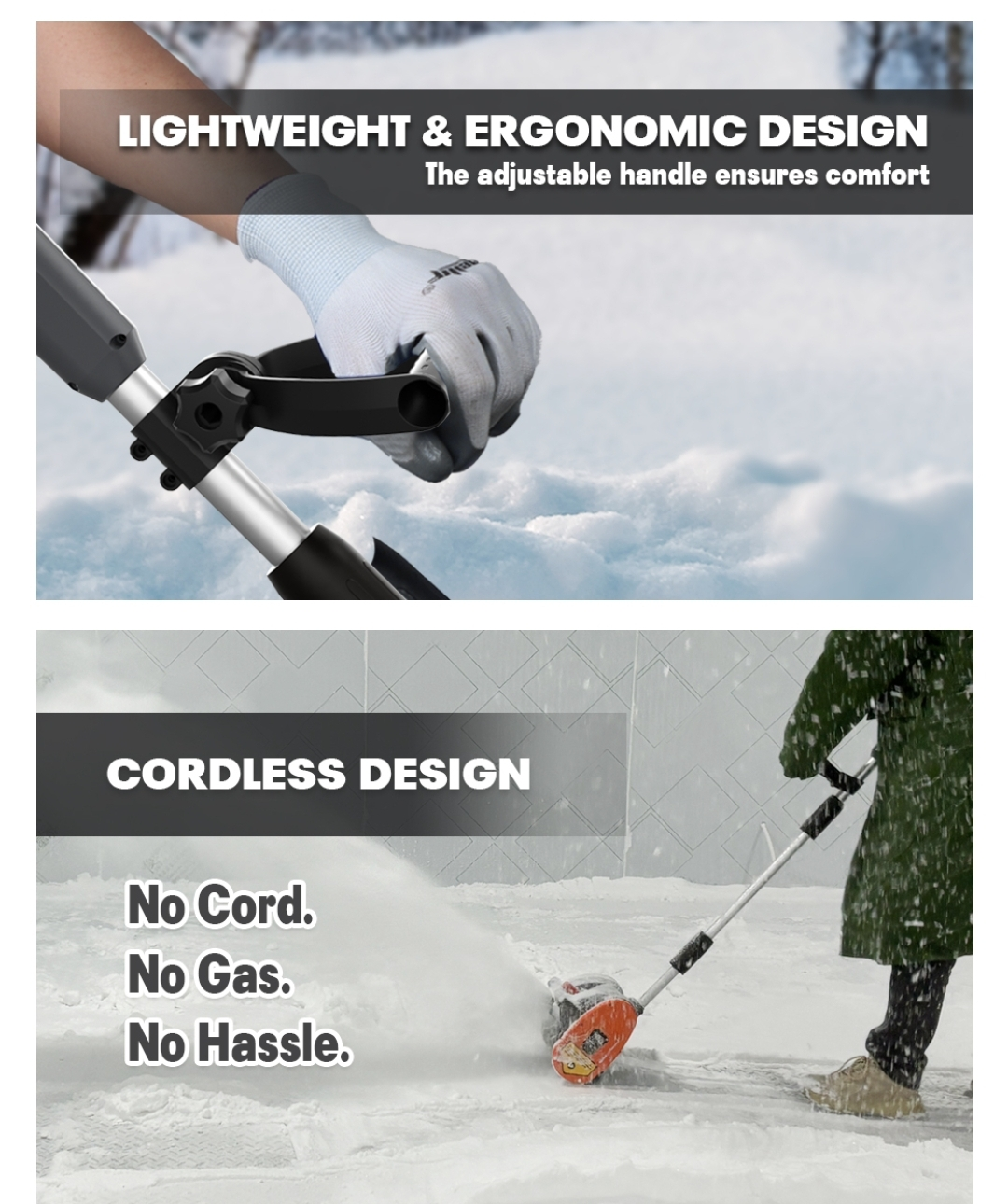 Cordless 12in Brushless Snow Shovel 4.0Ah Battery/Rapid Charger - photo 3