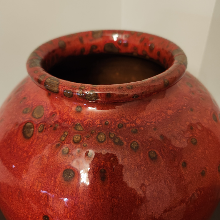 Large Red Studio Art Glazed Pottery Vase