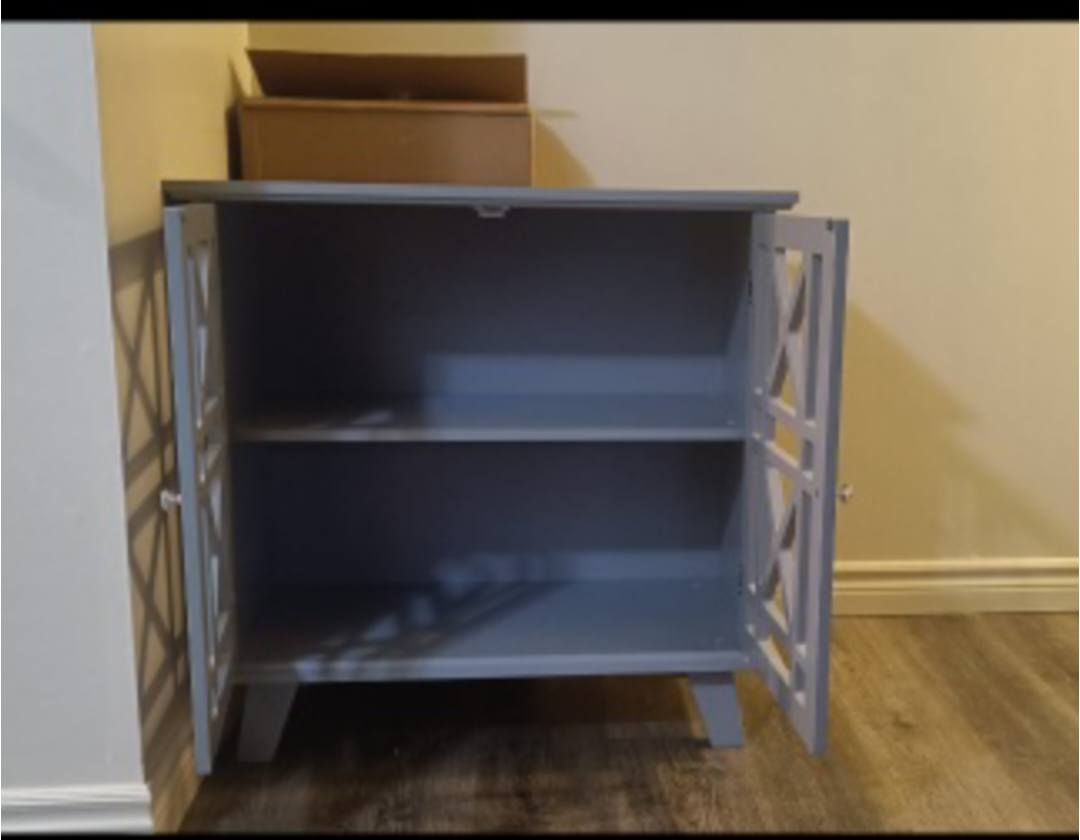 Grey Accent Cabinet with Geometric Pattern - photo 2