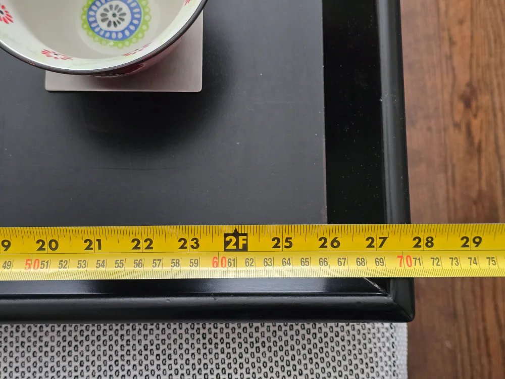 Extra-large 28" Square Serving Butler Ottoman Tray, Black Wood image indicator(2)