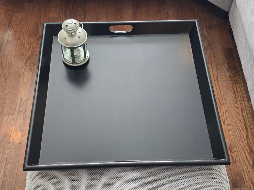 Extra-large 28" Square Serving Butler Ottoman Tray, Black Wood image indicator(3)