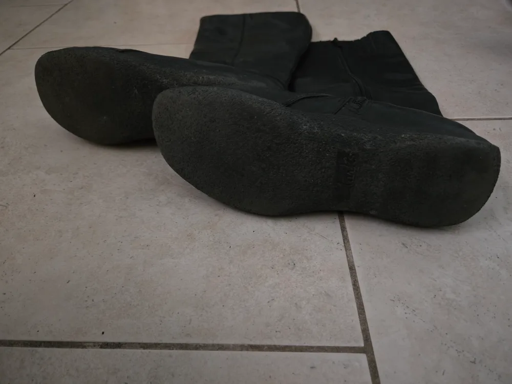 Black Medium-High Leather-like Boots Size ~6 image indicator(2)