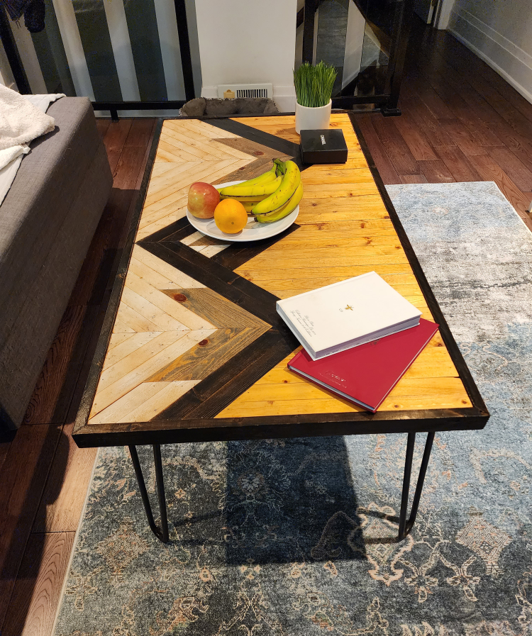 Large coffee table, wood / metal, custom-made - photo 3