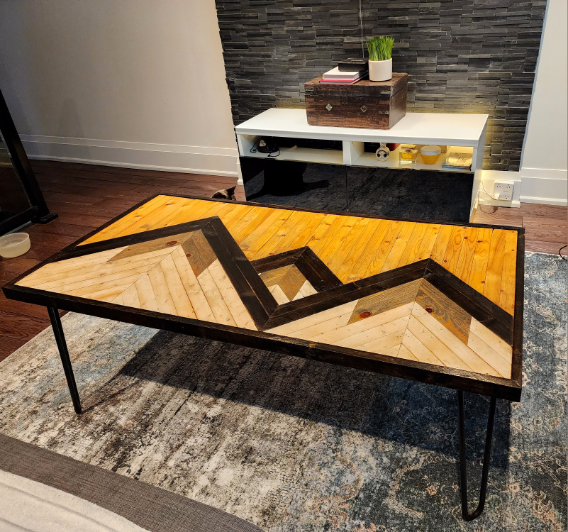 Large coffee table, wood / metal, custom-made - photo 5