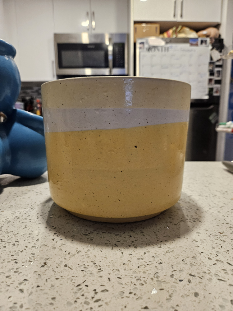 Yellow and White Ceramic Planter - photo 2
