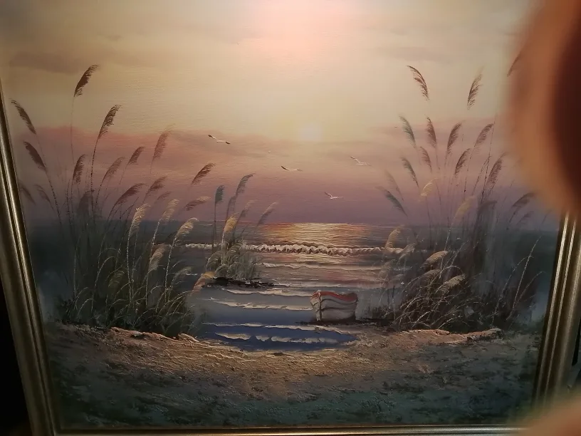 Framed Beach Sunset Painting by V.Matthews image indicator(3)