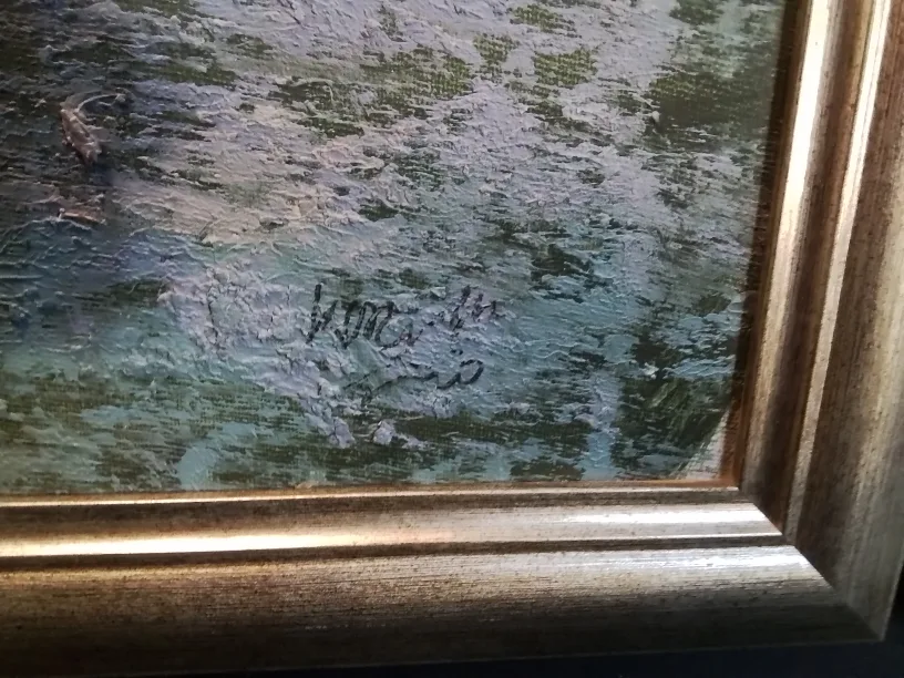 Framed Beach Sunset Painting by V.Matthews image indicator(5)