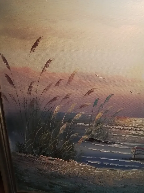 Framed Beach Sunset Painting by V.Matthews image indicator(6)