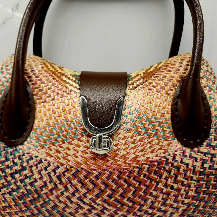 Hand Woven Handbag with Faux Leather Accents - photo 2