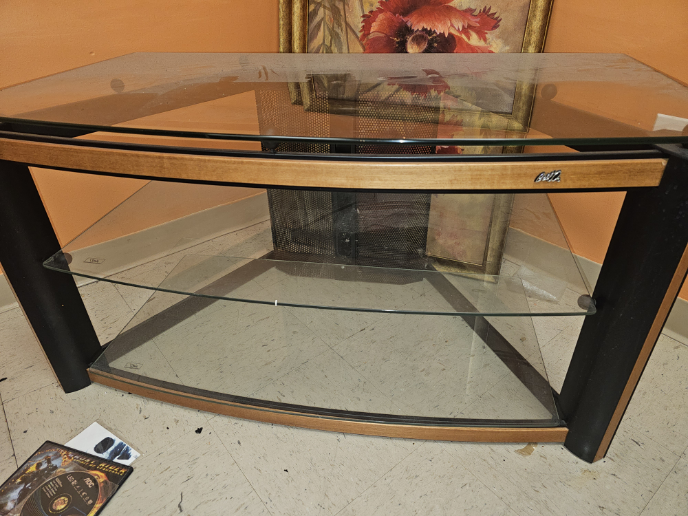 Corner TV Stand with Glass Shelves