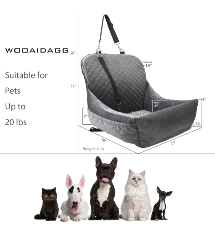 NEW!   Wooaidagg Pet Car Seat - Grey image indicator(4)