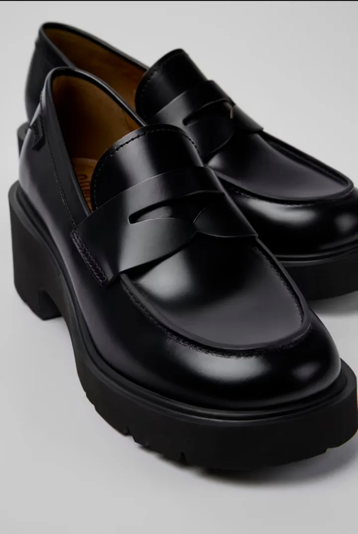 Camper Black Leather Moccasin Ballerinas 38 thumbnail