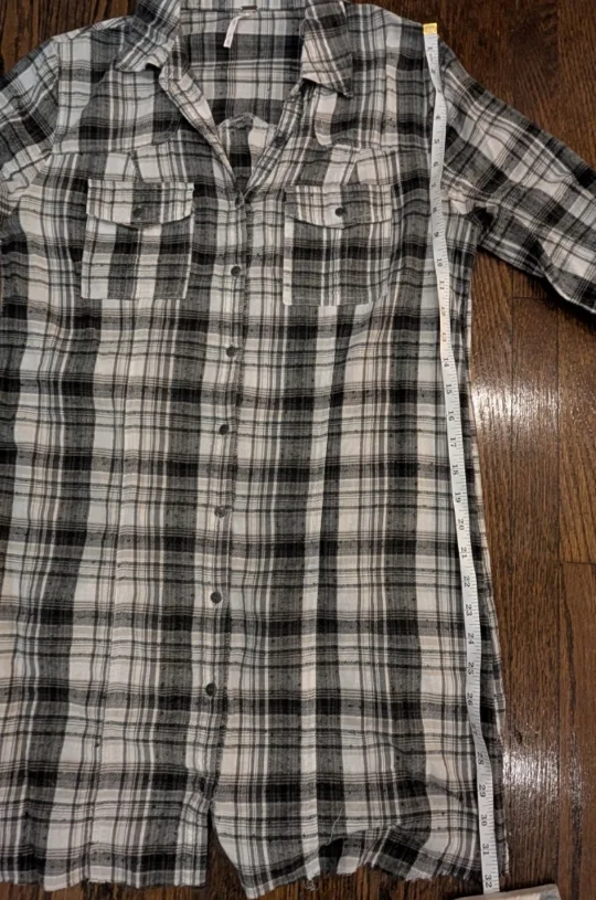 Free People Black, Grey and White Plaid Shirt Dress image indicator(2)