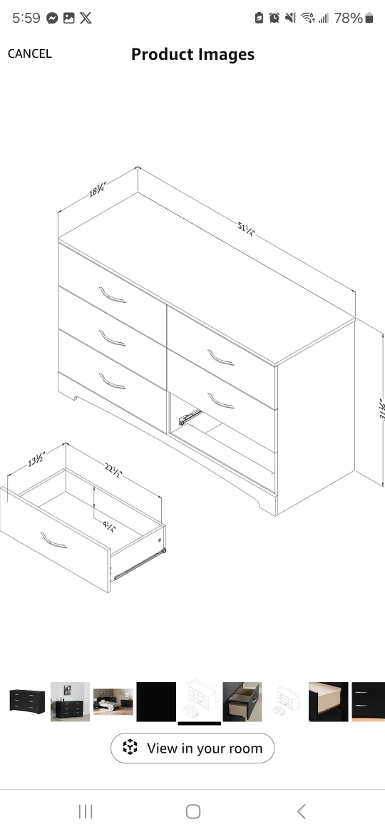 6-Drawer Black Dresser - photo 3